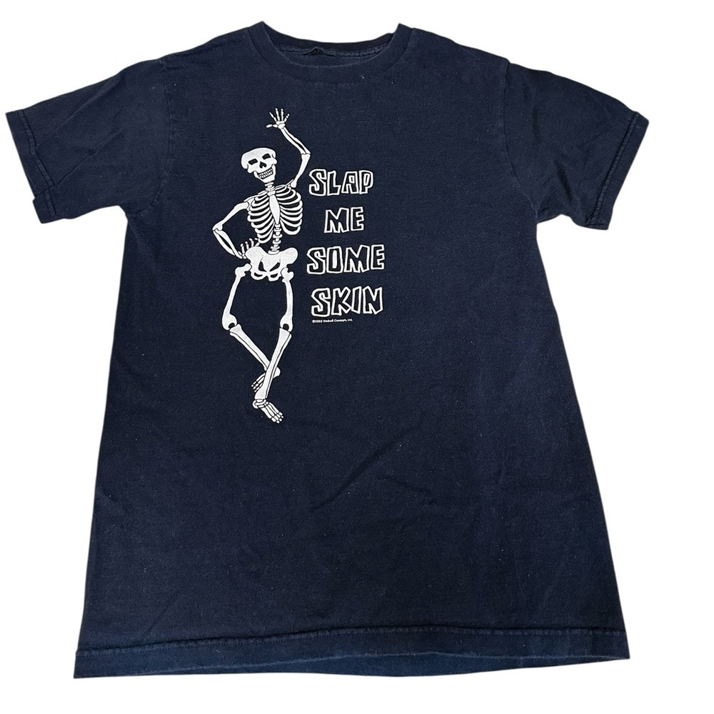 Halloween Skeleton Slap Me Some Skin T-Shirt Small Fruit Of The Loom Heavy 2005